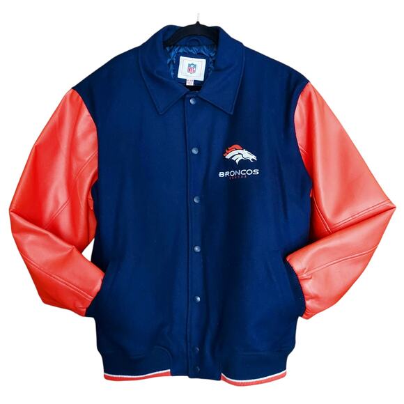 Vintage NFL Denver Broncos Men's Wool Blend Varsity Jacket Coat Snap Size XL - Picture 1 of 9